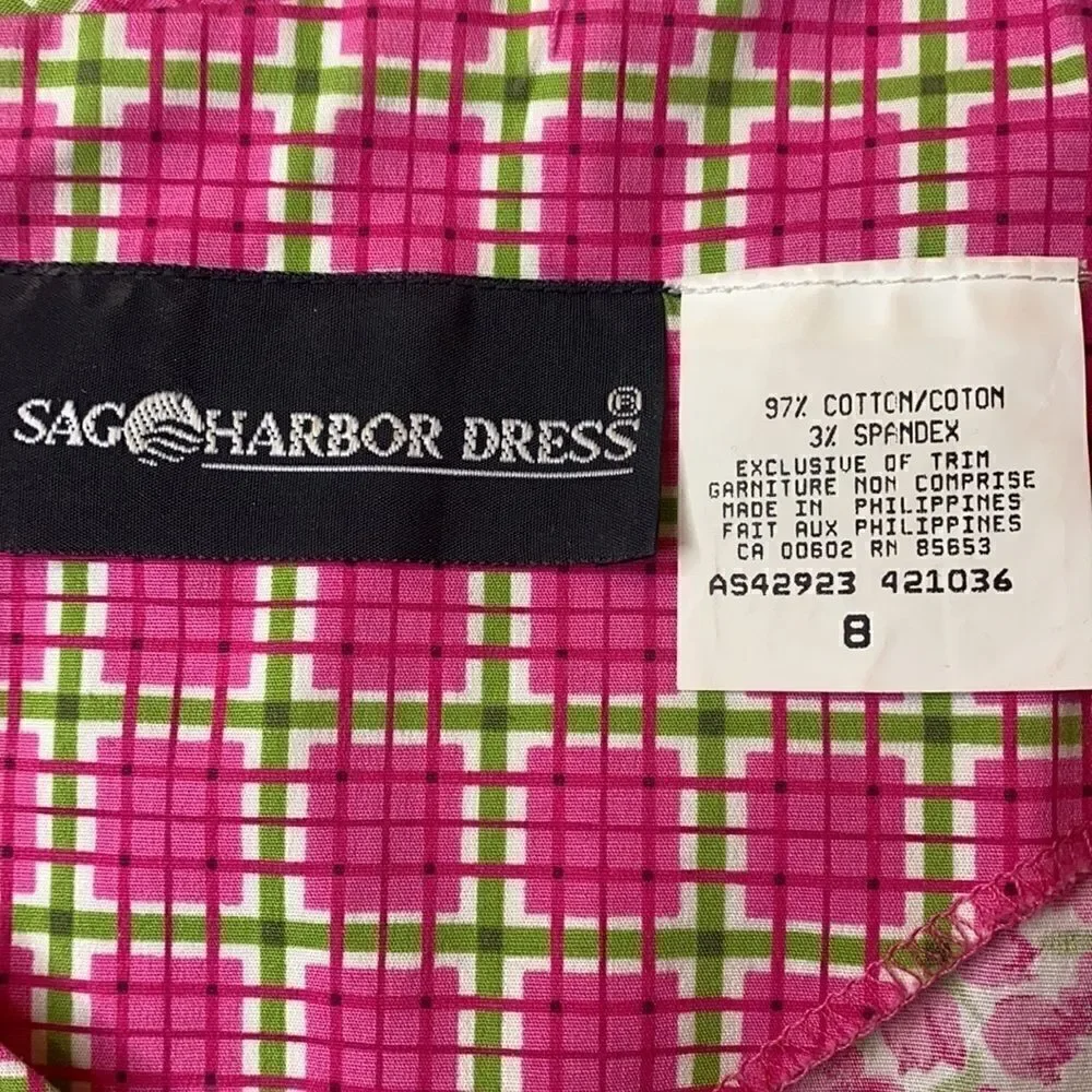 SAG HARBOR Size 8 Pink Green Floral Sleeveless - Picture 8 of 9